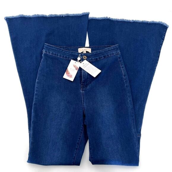 Chelsea & Violet Dark Blue, High Waisted, Extreme Flare, Jeans NWT- 26 - Picture 1 of 8